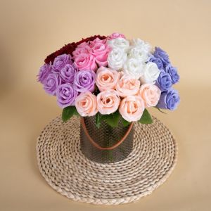 INVADER 1pc Small Bundle Simulated Rose Bouquet DIY Floral Materials Silk Rose Artificial Flowers Creative Realistic Flower Bouquet Valentines Day Gift