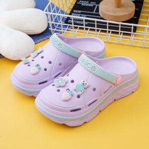 [Free Shipping] WomenS Thick-Soled Clogs With Increased Height Suitable For Outdoor Wear Non-Slip Beach Sandals Closed-Toe Half Slippers Casual And Versatile