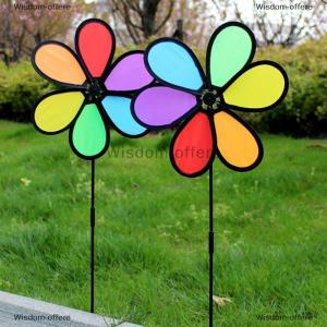 [COD] Wisdom-offere New Colorful Rainbow Dazy Flower Spinner Wind Windmill Garden Yard Outdoor Decor