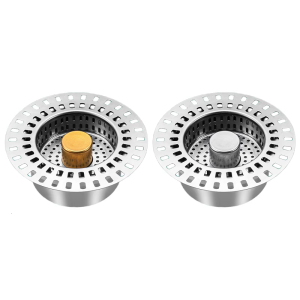 Instants Installion Kitchen Sink Push Button Drain Control Stainless Steel Materials Odor Sealing Mechanism