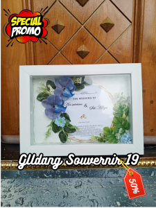 Bingkai Akrilik Motif Bunga Custom 34x25x4 cm - Souvenir Pernikahan Minimalis