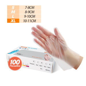【Yoyo SG Ready Stock】100Pcs Transparent Disposable Gloves Acid Work Safety Food Grade Cleaning Gloves TPE Latex Free Gloves