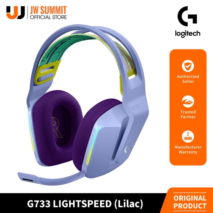 Logitech G733 Lightspeed Wireless Gaming Headset with Suspension Headband,  LIGHTSYNC RGB, Blue VO!CE mic Technology and PRO-G Audio Drivers - White 