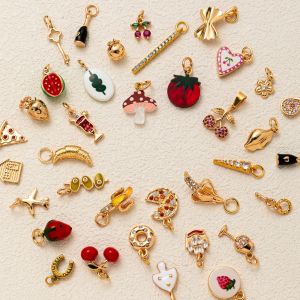 European and American cross-border simple football baseball car bear strawberry love cup leaf guitar DIY color retention pendant h2609