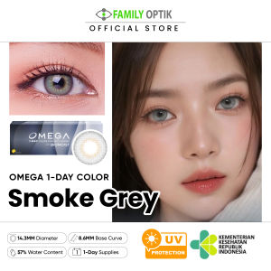 Omega 1 Day Color Smoke Grey 5 Pasang With Biomoist Softlens Warna Harian