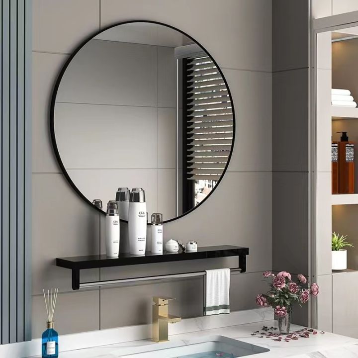 Bathroom Mirror with Rack Wall Round Mirror shelf Mirror for Bathroom ...