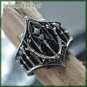 Hmeme Retro Personality Ancient Color Hollowed-out Crown Rings For Women Men Halloween Fashion Gothic Jewelry