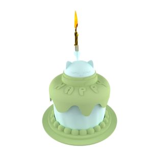 SKISOPGO ชามอาหารสัตว์เลี้ยง 5 in 1 ชามกันสำลัก รูปร่างเค้กวันเกิด ชามให้อาหารอเนกประสงค์ ฉลองวันเกิดแมว