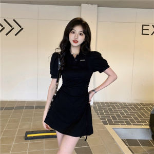 Pink Dress for Women New Arrival Sweet Short Sleeve Polo Collar Slim Mini Skirts