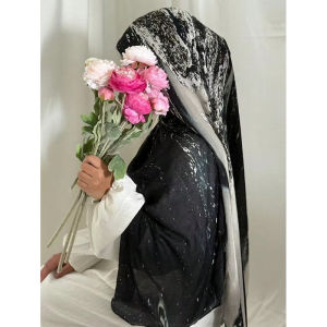 Jifang Fashion Starry Blue Sea Ocean Tie dye Painting Prints Cotton Shawl Pashmina Party Wedding Muslim Hijabs Shawls FX09