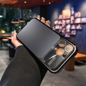 Fashion Plating Crystal Large Window Phone Case For iPhone 17 16 15 14 13 Pro Max Lens Film Independent Button Shockproof Cover