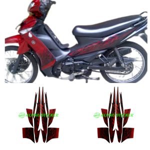 STIKER STRIPING LIS LES BODY MOTOR YAMAHA VEGA ZR TAHUN 2010 WARNA HITAM-MERAH 1SET STANDAR