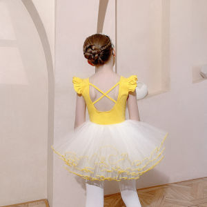 Váy Múa Ba Lê Cộc Tay KIDSBALLET Váy Múa Rời Vàng Lưng Dây Đầm Múa Cho Bé Đầm Múa Ba Lê Đầm Khiêu Vũ Cho Bé