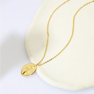 Rose Print Pendant Necklace S925 Silver Plated with 18K Gold Literature &Art Style Ins Style Girl Woman