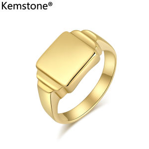 Kemstone dành cho Nam bằng thép không gỉ vuông bạc đen mạ vàng nhẫn trang sức quà tặng