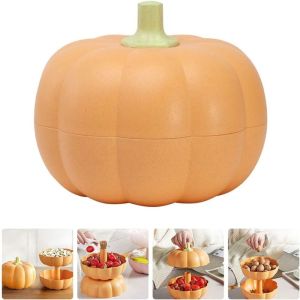 ZOOGGJZ Dustproof Pumpkin Snack Holder Fresh-keeping Double Layer Serving Container Creative Gift Multiple Compartments Candy Snack Tray Women