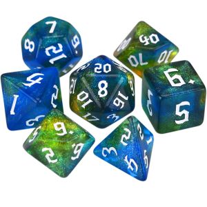 IIU D% D12 D20 7 Pcs/set RPG Adventurer Game Dice Board Games Family Party Playing Games Number Polyhedral Dice Iridescent Glitter Polyhedral Dice Two-tone Dice Set 7-Die Carved Pattern Dice Set