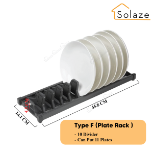 Solaze Aluminum Alloy + ABS Material Dish Drying Rack Plate Drainer Stand Drawer Kitchen Divider Storage