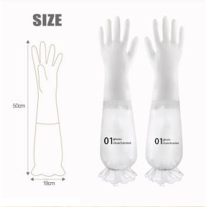 Waterproof Rubber Gloves for Washing Long Gloves Kitchen Dishwashing Oil-proof Gloves House Cleaning
