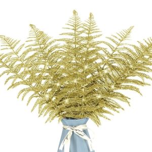 Christmas Glitter Artificial Leaves Gold Silver Red Pink Tree Filler Sturdy Reusable Home Party Decor Ornament