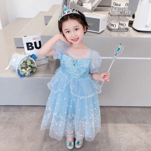 2-9 Tahun Gaun Bola Pesta Ulang Tahun Kostum Cosplay Fantasi Elsa Gadis Gaun Panjang