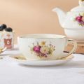 an Porcelain Tea for One, Vintage Floral Teapot and Saucer Set, Gold Trim Floral Teapot, Tea Cup with Saucer Set. 