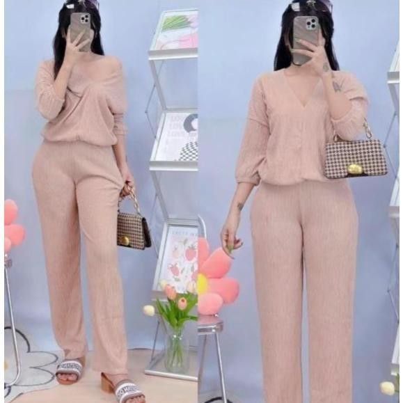 1515-VNeck%20Loose%203/4%20Sleeve%20Top%20Terno%20Coords%20Set%20Trendy%20Women%20Casual%20%5BM-2XL%5D%20-%20Image%205