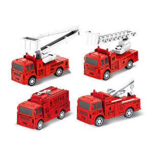 4Pcs Inertia Pull Back Car Toys Baby Toys Mini Excavator Truck Rubbish Truck Fire Truck Educational Toys For Kids Lootbag Filler / Paninda