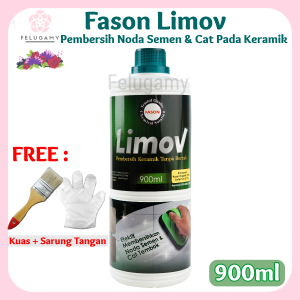 Fason Limov Pembersih Noda Semen dan Cat pada Keramik 900ml 900 ml + Kuas Sarung Tangan