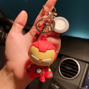 PENGQ Cartoon Children Gifts For Kids Iron Man Key Accessories Spiderman Captain America Bag Pendant Anime Key Ring Marvel Avengers Keychains