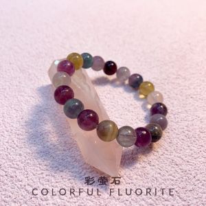 Colorful Fluorite Crystal Bracelet Classic Grade 彩萤石手链 9mm-11mm kristal gelang by Da Crystal