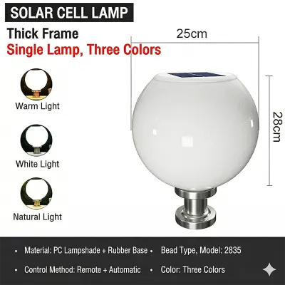 Tonyslamp Solar Pillar Light Solar Led Outdoor Light Waterproof for post lamp Round Ball Solar Post Lamp