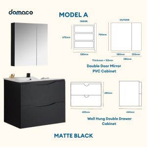 Baron A109-ST SS Basin Cabinet Solid Top & Heavy Duty Vanity w/ Sintered Stone Top Top Mount Basin & Mirror Cabinet Set