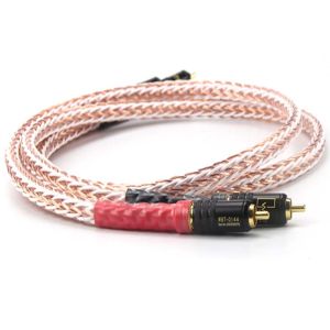 Pair Hi-End RCA Interconnect Cable 8TC 7N OCC Pure copper HiFi RCA Audio Cable Male to Male Gold-Plated plug