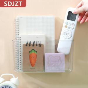 [COD] SDJZT กล่องเก็บของติดผนังโปร่งใสกล่องจัดระเบียบชั้นวางข้างเตียงแบบไม่เจาะติดผนัง