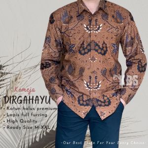 KEMEJA BATIK PRIA LENGAN PANJANG FULL FURING MOTIF DIRGAHAYU BAHAN KATUN CABUT SRAGENAN RAJASAKTI