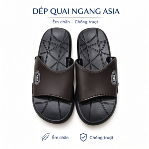 (DME.64) Dép quai ngang nam ASIA dép lê cho nam cao cấp quai da PU mang nhẹ êm bền