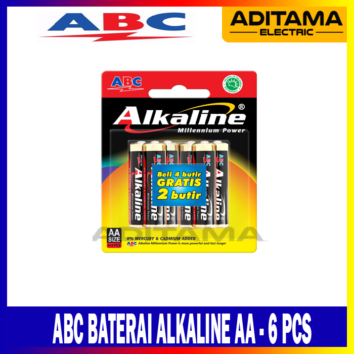 ABC BATTERY ALKALINE AA-6Pcs