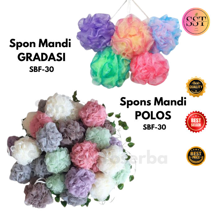 [SST] Spon Spons Sponge Mandi Badan Shower Puff Jaring Bunga Mawar 30 ...
