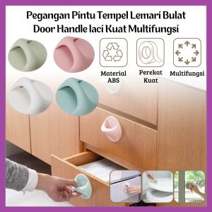 Pegangan Pintu Tempel Lemari Pakaian Bulat Holder Kabinet laci Jendela Kaca Pintu Kamar mandi Multifungsi Perekat Kuat Tahan Lama Door Handle - FR GALLERY