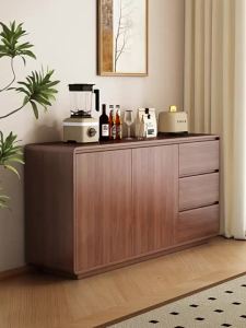 [Cozy ]Sideboard Kitchen Storage Cabinet New Chinese-Style Solid Wood Sideboard for Living Room Walnut-Colored Storage Cabinet