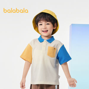 Balabala tay ngắn cho bé Boys Top trẻ em t Áo sơ mi lớp lót 2024 mới Áo Thun Có Cổ mùa hè xuân hè mặc