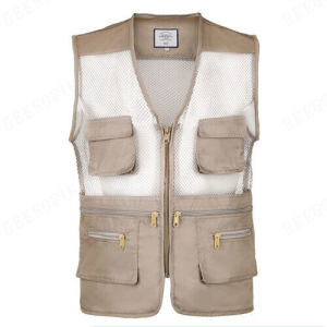 Casual Mens Vest with Multiple Pockets and Logo Printing for Summer