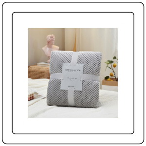 【JJ HOME】Solid Color Flannel Blanket / Thickened Luxury Waffle Blanket / Living Room Sofa Soft Blankets