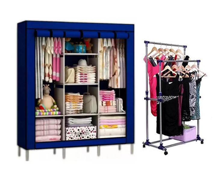 High Capacity Door 88130 Folding Wardrobe Cupboard with Portable