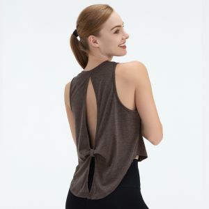 Womens Tank Top Yoga Hollowed Out Sports Singlet Loose Comfortable Outdoor Running Tops