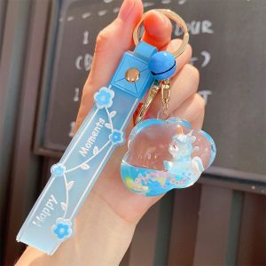 Gantungan Kunci-cloud unicorn lucu Aksen Pasir Glitter Cair Kunci Mobil Liontin Pasangan Sepasang Gantungan Kunci arctic deer