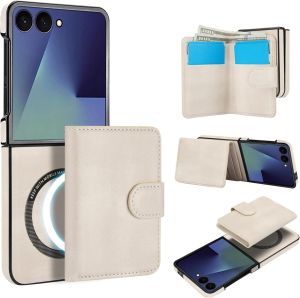 สำหรับ Samsung Z Flip 7เคสที่มีกระเป๋าสตางค์แม่เหล็กแบบถอดได้2 In 1ช่องเสียบการ์ด4ช่องและช่องใส่เงินสดเข้ากันได้กับชาร์จไร้สาย MagSafe เคสหนังสำหรับ Galaxy Rflip 6เคส Z Flip 5เคส Z Flip 4