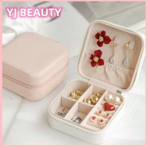🔥🔥🔥yaojun Mini Jewelry Organizer Display Travel Jewelry Zipper Case Boxes Earrings Necklace Ring Portable Jewelry Box Flip Top Storage