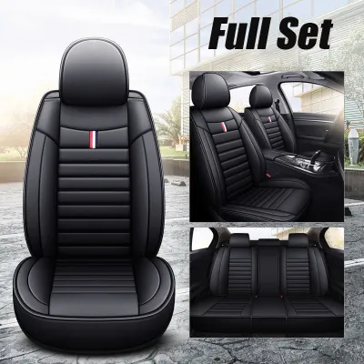 AUTOP Universal Leather Car Seat Cover Full Set Seat Protector Cushion Kusyen Kereta Black Blue Red Fits for Saga Bezza Viva Wira Waja Persona HRV City Civic Car Accessories